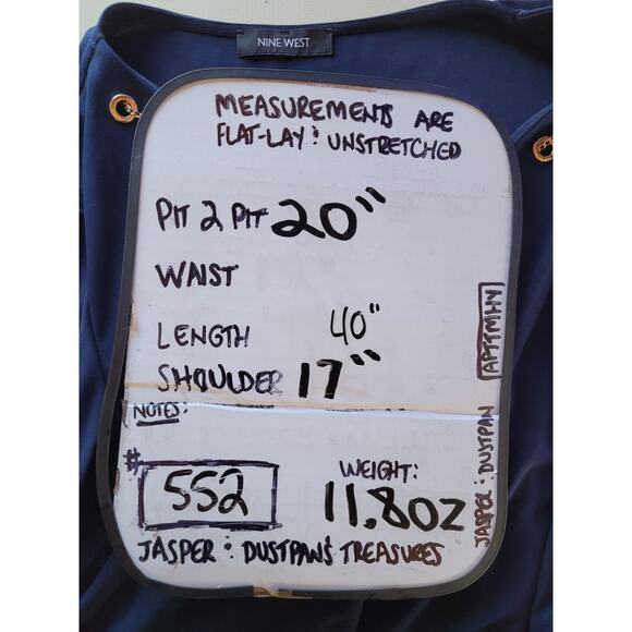 Nine West Blue Midi Dress M Gold Chain Necklace Bodycon Career Church Glam - Picture 6 of 9